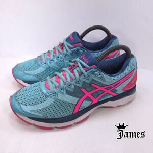 Asics GT-2000 4 Athletic Lace Up Running Shoes Womens Size 8 T656N Blue Pink